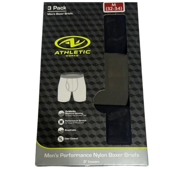 Athletic Works Other - Athletic Works Black Performance Boxer Briefs 3-Pack